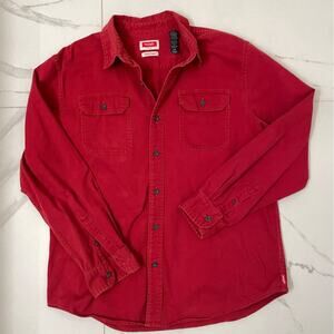 Men’s Red Wrangler Fit For Comfort Heavyweight Work/Casual Button Down Size: L